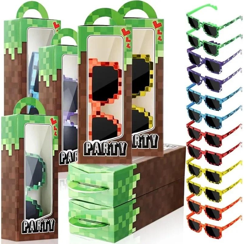

12/24pcs Game Pixel Characters Mosaic MineCraftion Paper Candy Bag Kid Birthday Baby Shower Welcome Cake Cook Storage Paper Box