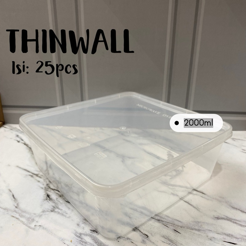 Thinwal Square 2000ml Isi 25 Pcs JD / [ISI 25 PCS] Thinwall Merk JD Square 2000ml 2400ml 3000ml / Ko