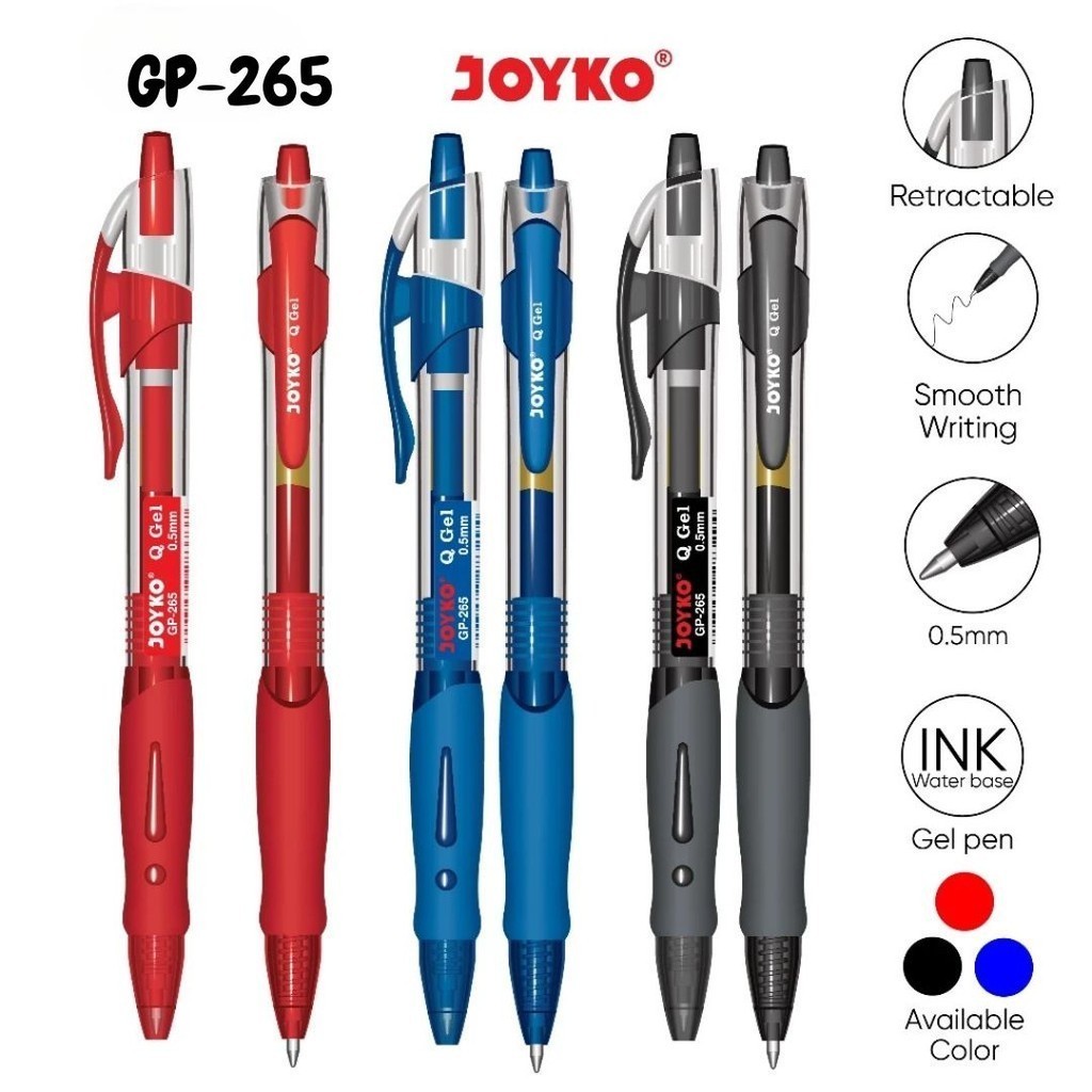 

KAWA Pulpen Gel pen JOYKO GP-265 Q Ukuran 0.5mm Pena Tulis Tinta Bolpoin Ballpoint MO