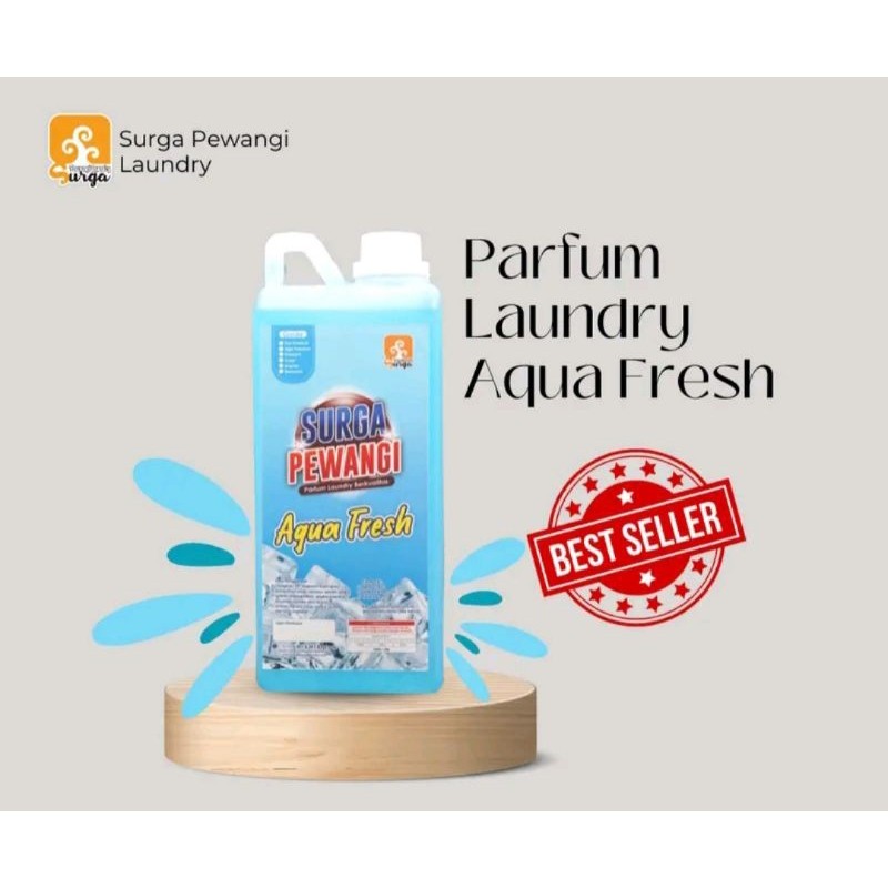 SURGA PEWANGI - Parfum Laundry Surga Pewangi Aroma AQUA FRESH 1Liter - Parfum Laundry Surga Pewangi 