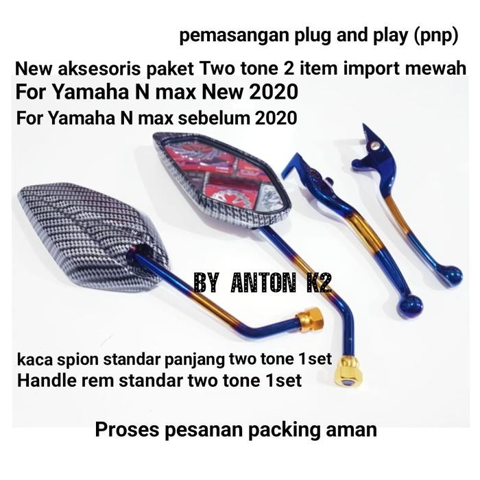 KACA SPION VARIASI TWO TONE KARBON AKSESORIS MOTOR NMAX/N MAX NEW 2020 - Paket 2 item, Yamaha N max