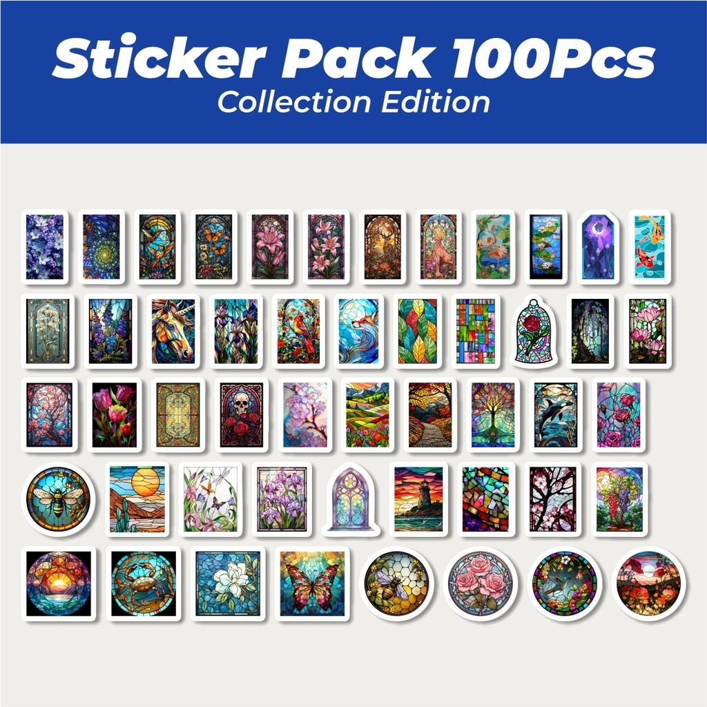 

Hot Stiker Colorful Glass Art (Seni Kaca Patri Berwarna).Lucu Anti Air Stikers Berperekat Waterproof Sticker Decal Buat Motor Helm Buku Journal Koper Casing HP Laptop Botol Minum