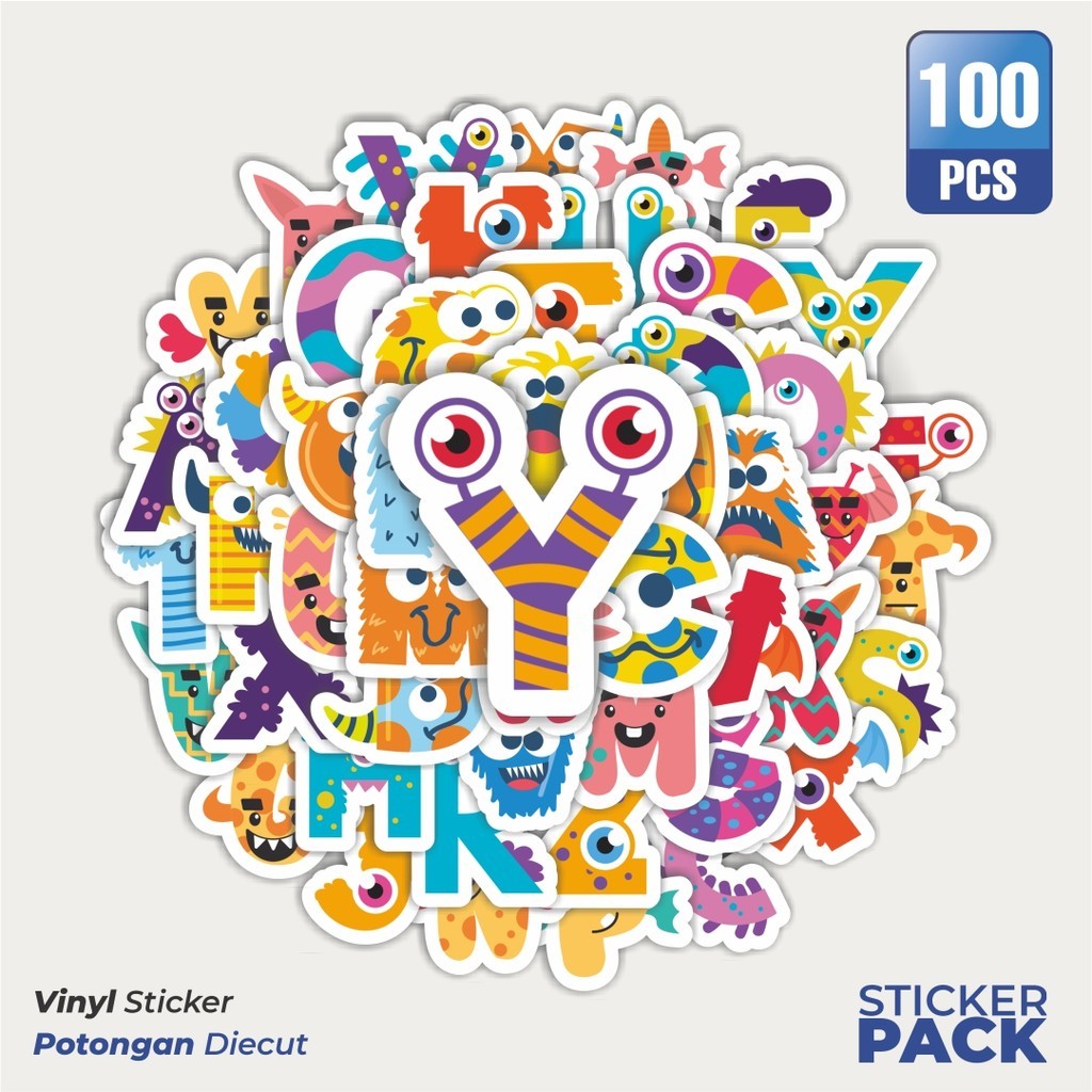 

Stiker Vinyl Sticker Alfabet Lore Sticker Waterproof Aesthetic- Untuk Laptop, Motor, dan Helm - Paper Stationery Pack