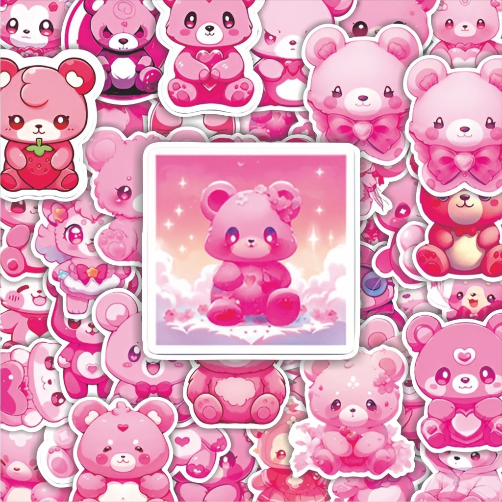 

100PCS Lucu Stiker Cute 3D Pink Bear [Beruang Pink Lucu] Stiker Aesthetic Stiker Anti Air Stikers Berperekat Waterproof sticker decal buat Motor Helm Buku Journal Koper Casing HP Laptop Botol Minum Hadiah anak