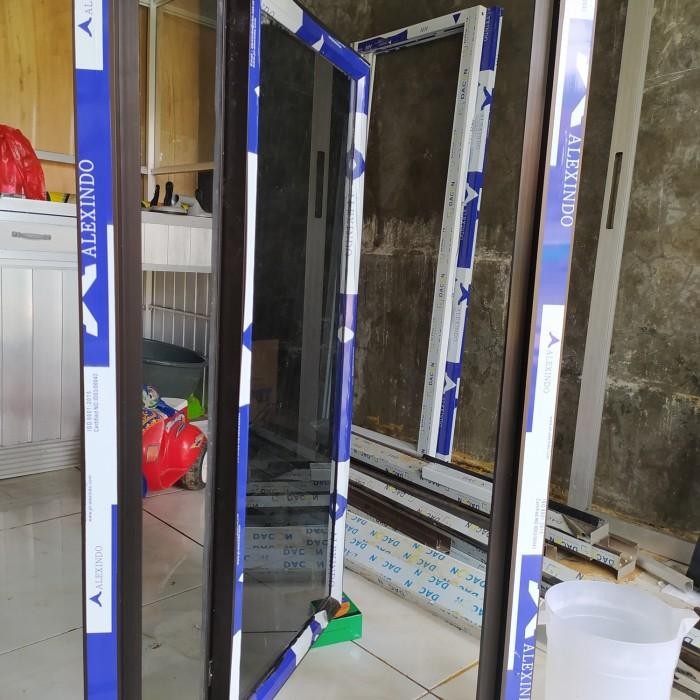 JENDELA ALUMINIUM UK 120x60cm ALEXINDO - coklat tua, kaca ryben