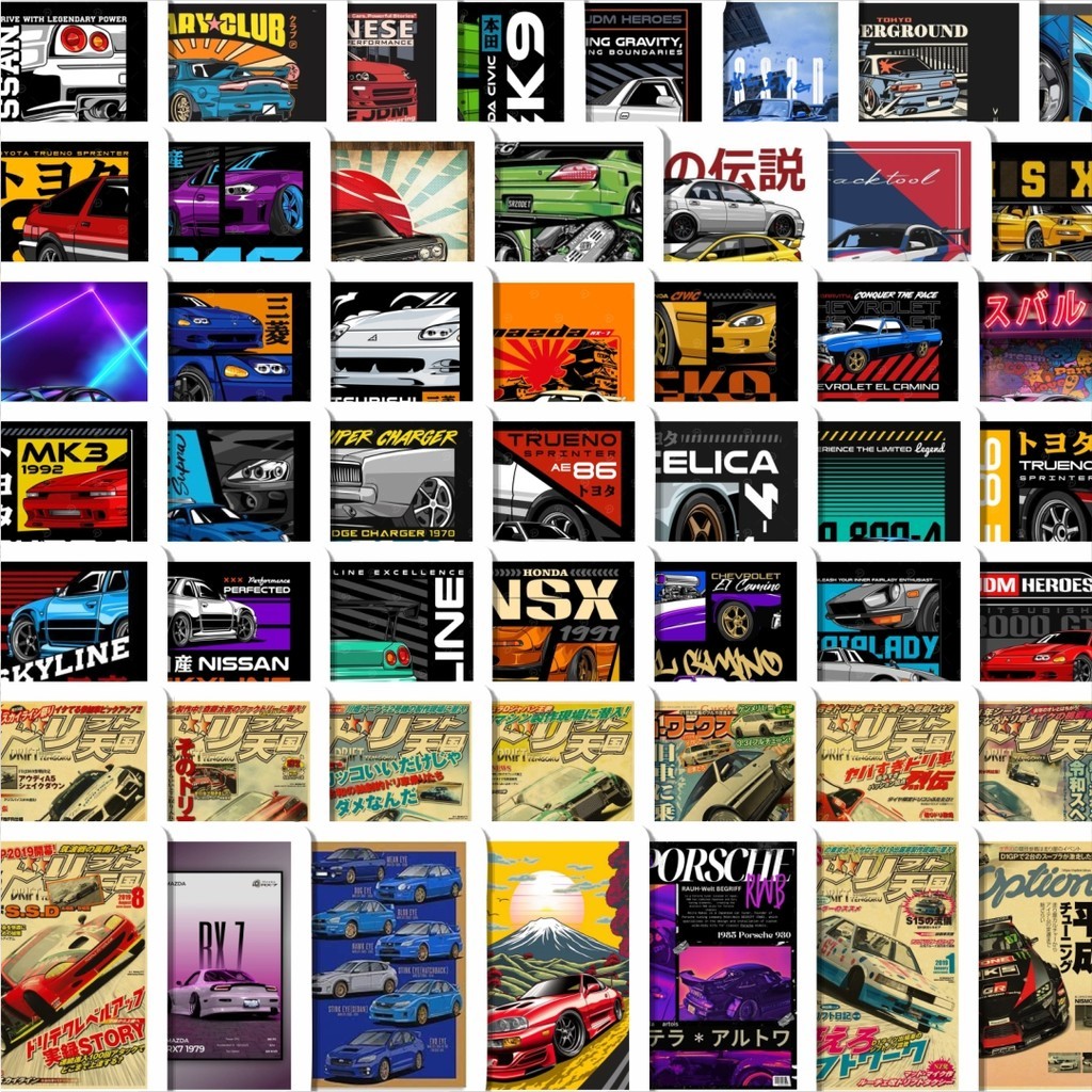 

Stiker Cutting Pack Stiker Super Street Racer JDM Car Isi 100Pcs Series Aesthetic Lucu Keren Untuk Koper Bahan Vynil