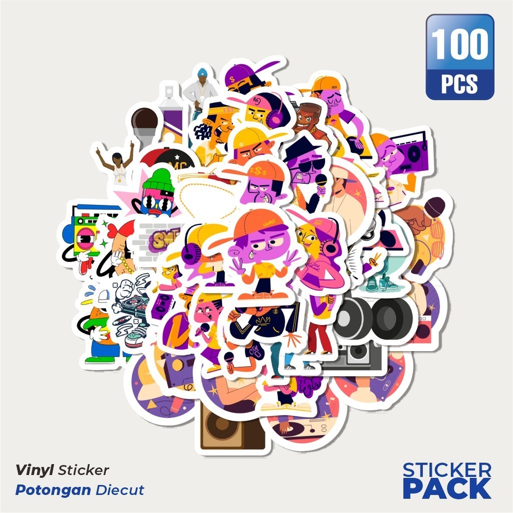 

Stiker Vinyl Stiker Karakter Kartun Hip Hop Waterproof Aesthetic- Untuk Laptop, Motor, dan Helm - Paper Stationery Pack