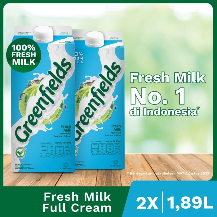 

New [Twinpack] Susu Segar Greenfields - Fresh Milk Full Cream 1,89L x 2pcsPremium