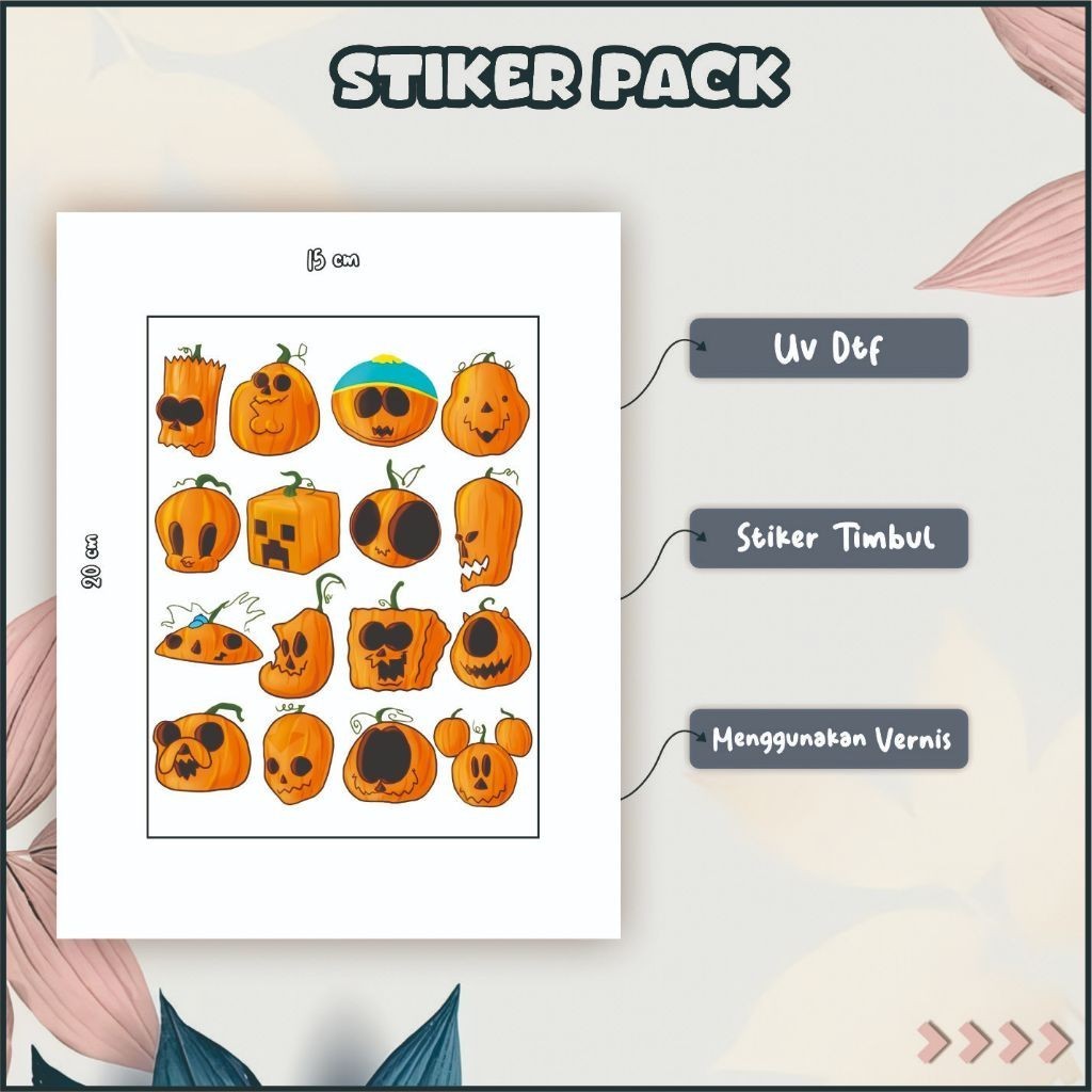

Stiker Sticker Setiker Setikker Pack UV DTF Motif Buah dan Sayur Orange Hijau P51