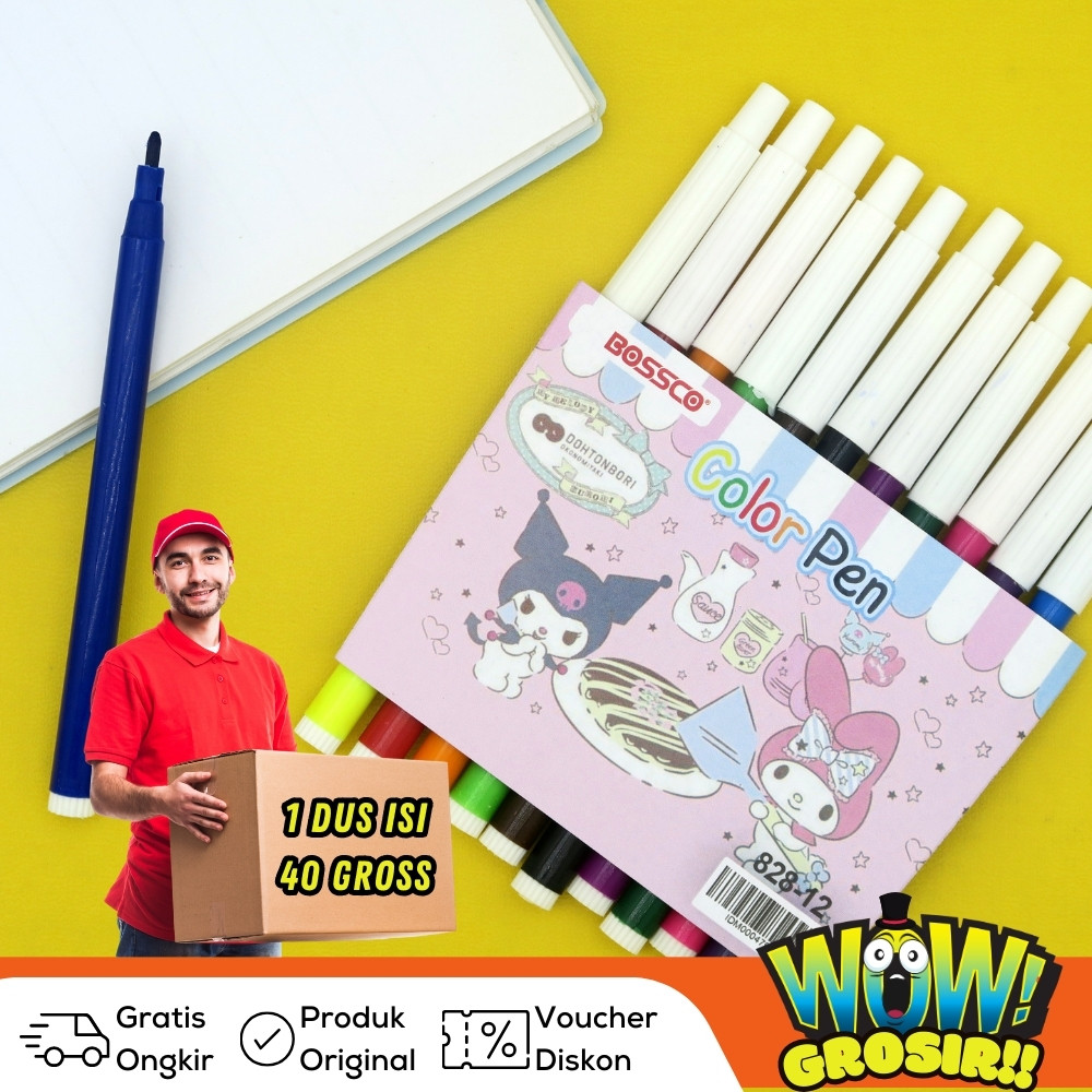 

WOWGROSIR GROSIR!!! (1 DUS ISI 5760 PCS) Spidol BOSSCO 12 WARNA KECIL/ Spidol 12 warna BOSSCO/ BOSSCO pw 12 warna kecil