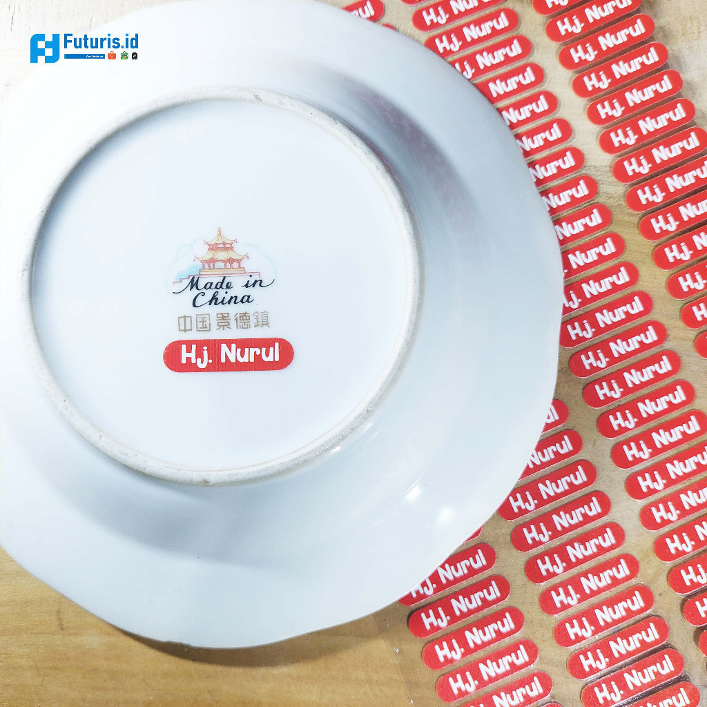 

100pcs Sticker Custom Nama Piring Sendok Botol Barang Perabotan Stiker Ajaib Waterproof Timbul Label