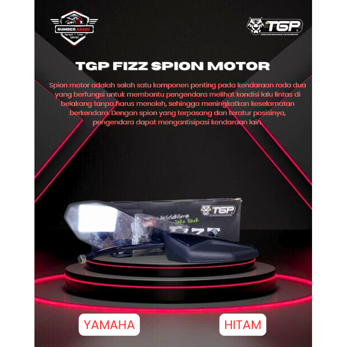 TGP Fizz Spion Motor Kaca Cembung Tangkai Panjang Hitam