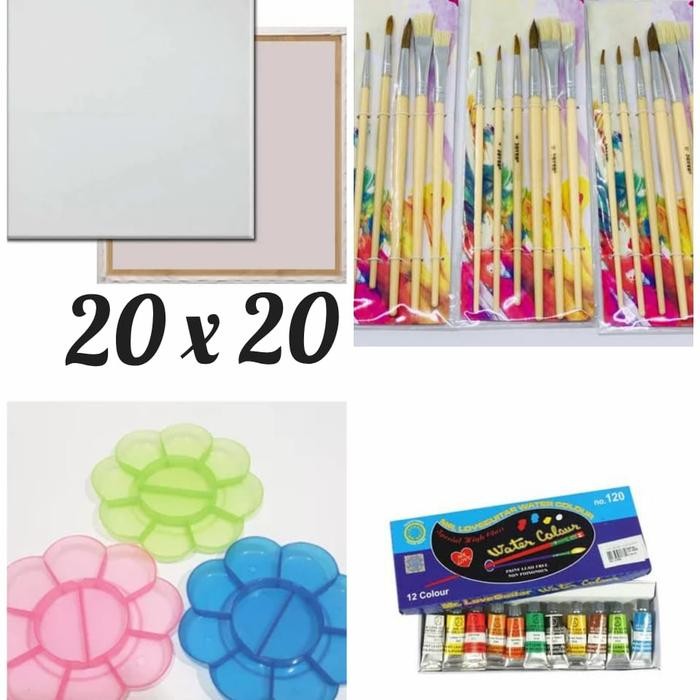 

Paket Lukis Kanvas (kanvas 20x20+kuas+palet+cat air) - paket kanvas