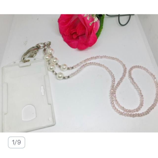 

Lanyard Strap Tali Kalung Kartu ID Card Kristal - Mutiara - Putih