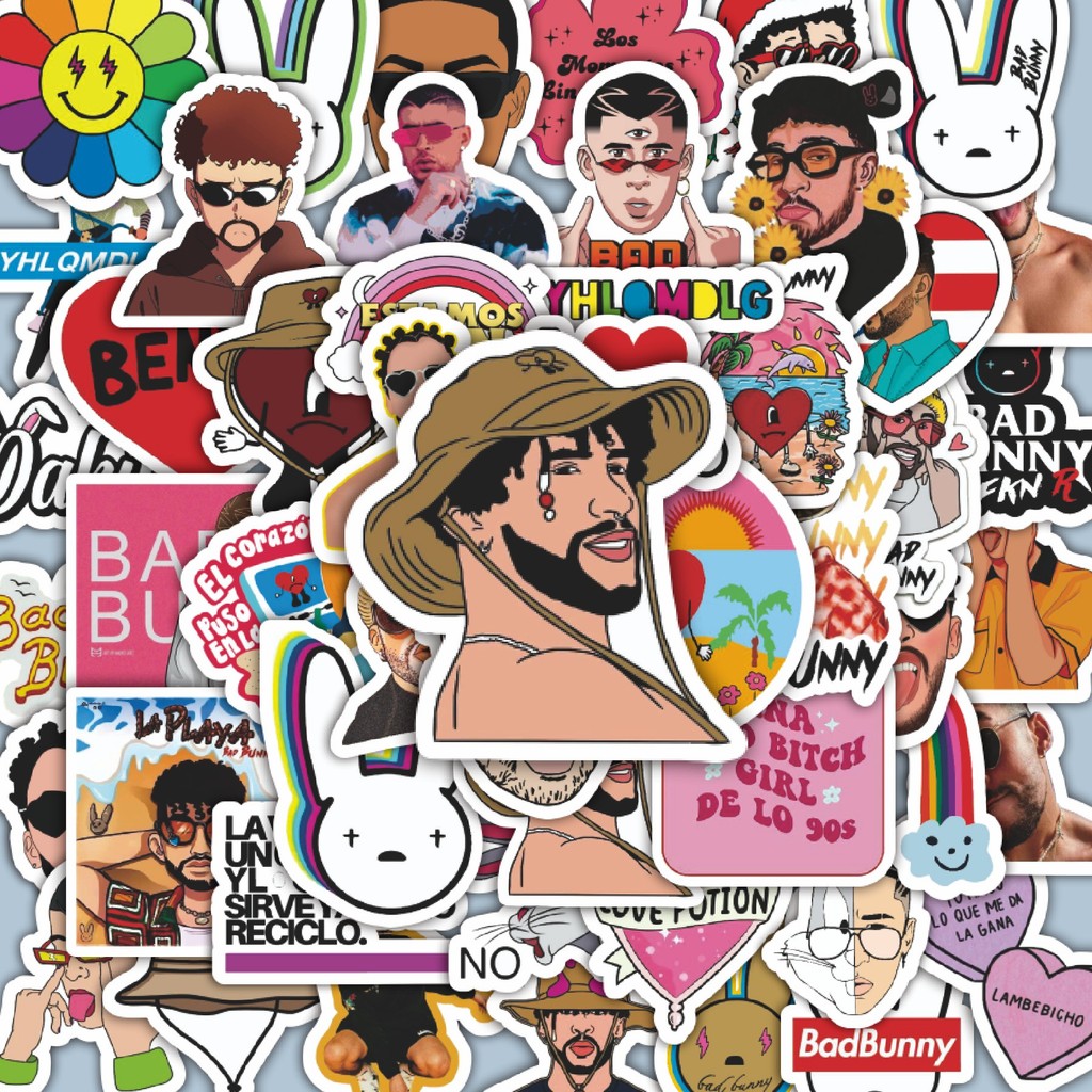 

100PCS Lucu Stiker Bad Bunny Series 2 [Seri Kelinci Buruk] Stiker Aesthetic Stiker Anti Air Stikers Berperekat Waterproof sticker decal buat Motor Helm Buku Journal Koper Casing HP Laptop Botol Minum Hadiah anak