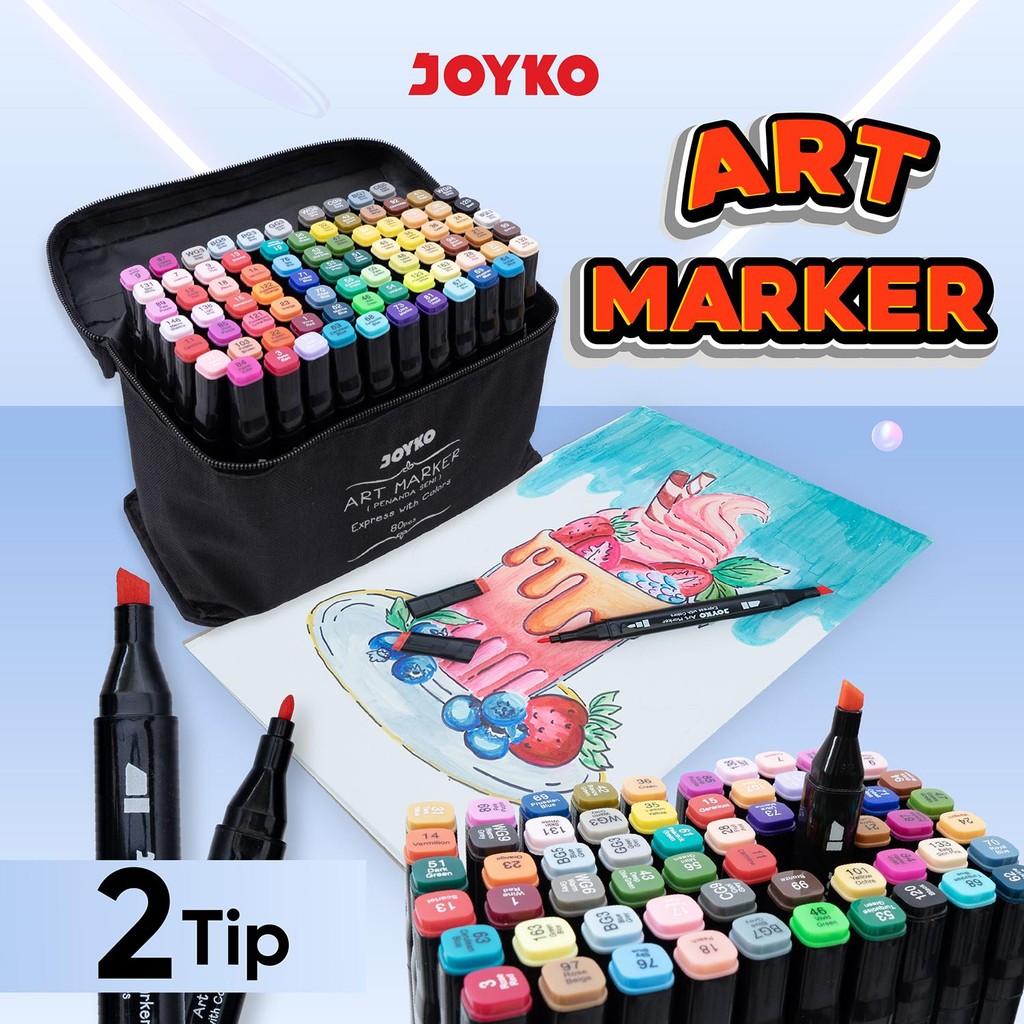 

JOYKO Art Marker Spidol Penanda Seni Berwarna ARMK-74-30 ~ 80 Colors