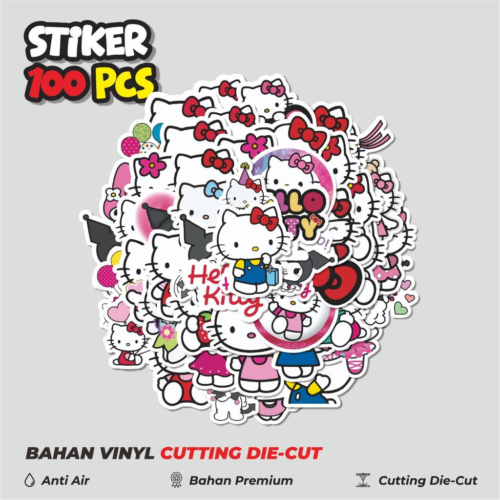 

Terbaru! 50 pcs Stiker Kartun Hello Kitty V6 Dekorasi Lucu Kreatif untuk Notebook, Skateboard, HP