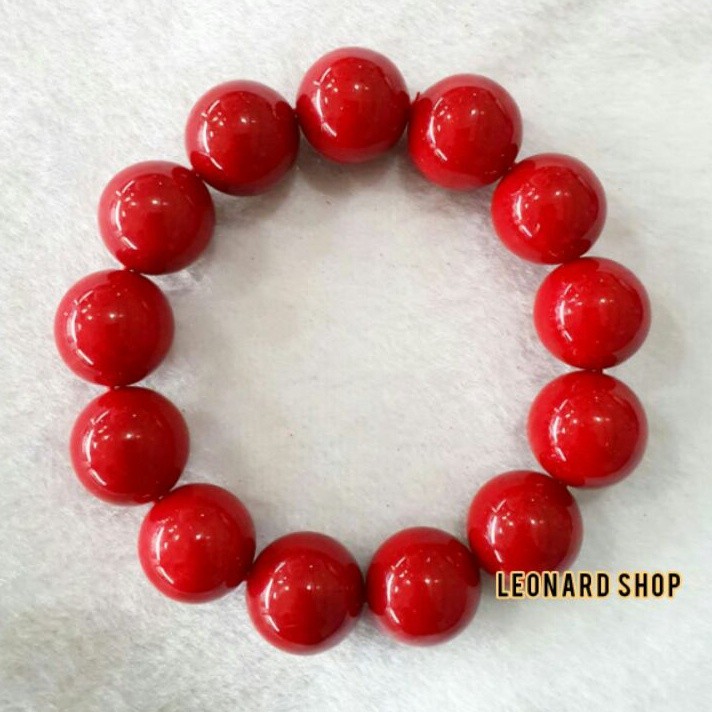 12.12 COD Gelang Red Coral Grade A Tidak Berserat Premium Batu Karang Merah Koral Marjan Merah Delim