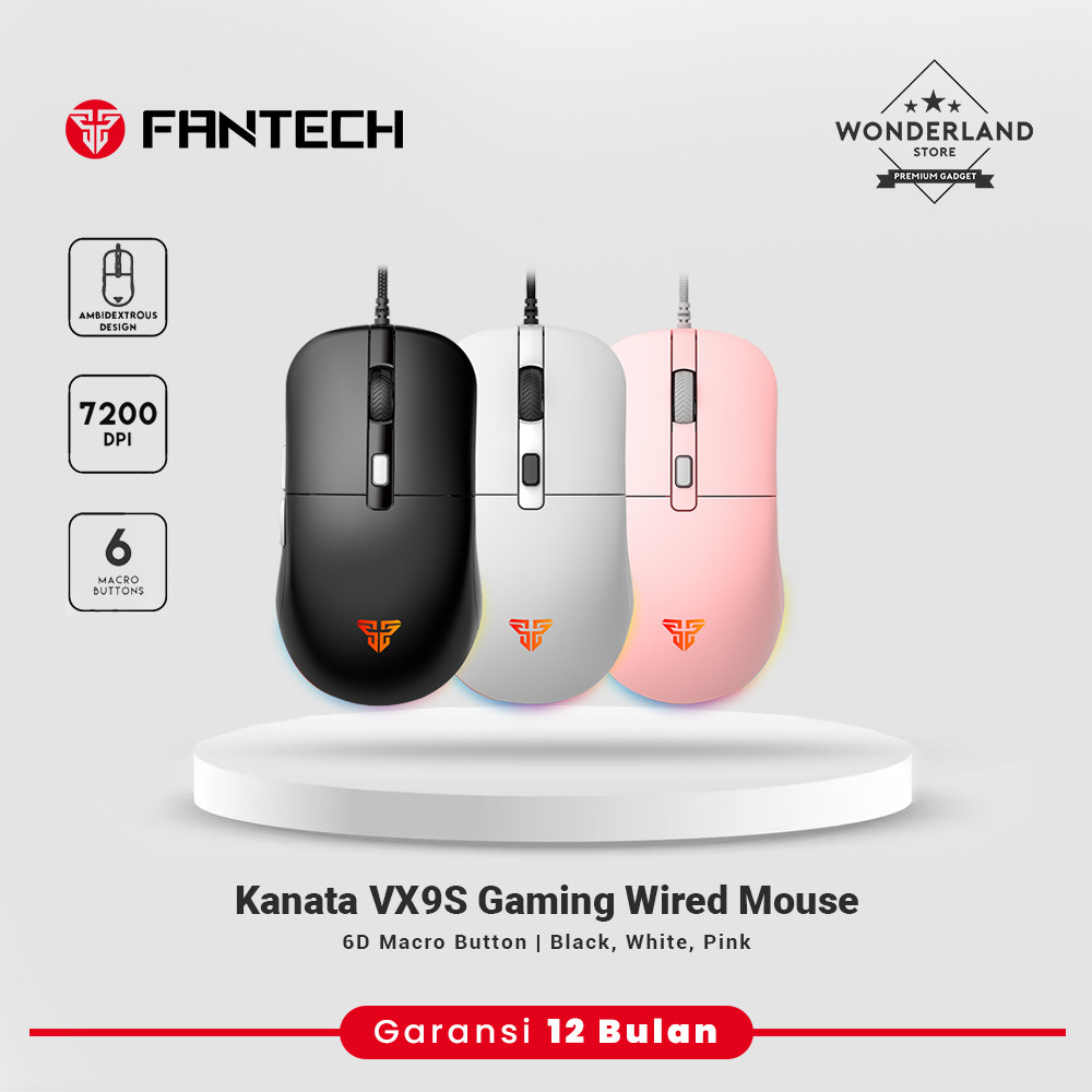 Fantech Kanata VX9 VX9S Mouse Gaming Wireless RGB Macro 3600dpi 7200dpi - Wonderland Store