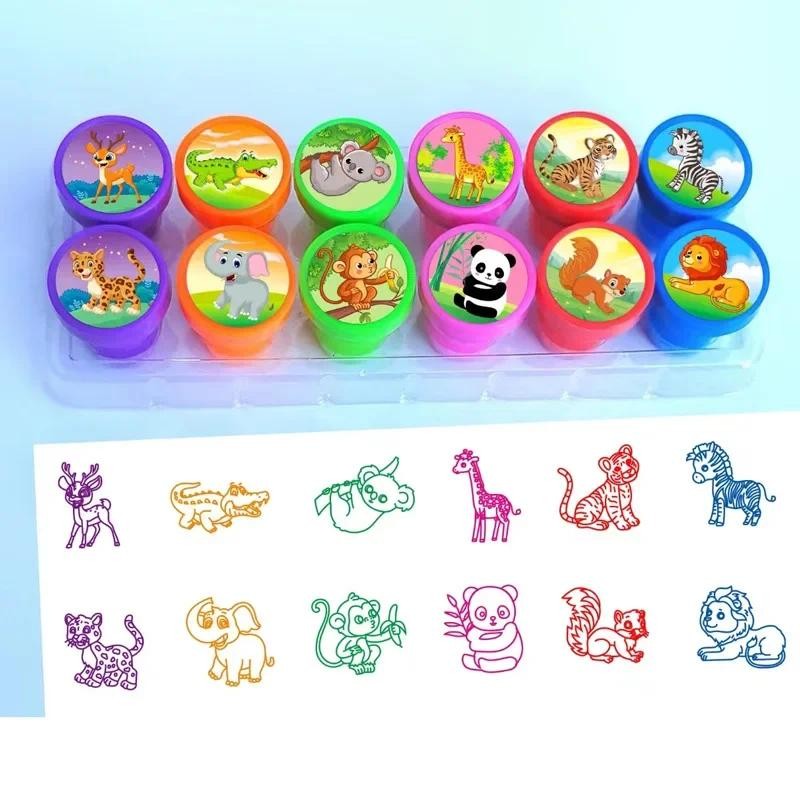 

10pcs Cartoon Animal Self-ink Stamps Toy DIY Painting Toy Gift Kids Birthday Party Favors Goodie Bag Pinata Fillers