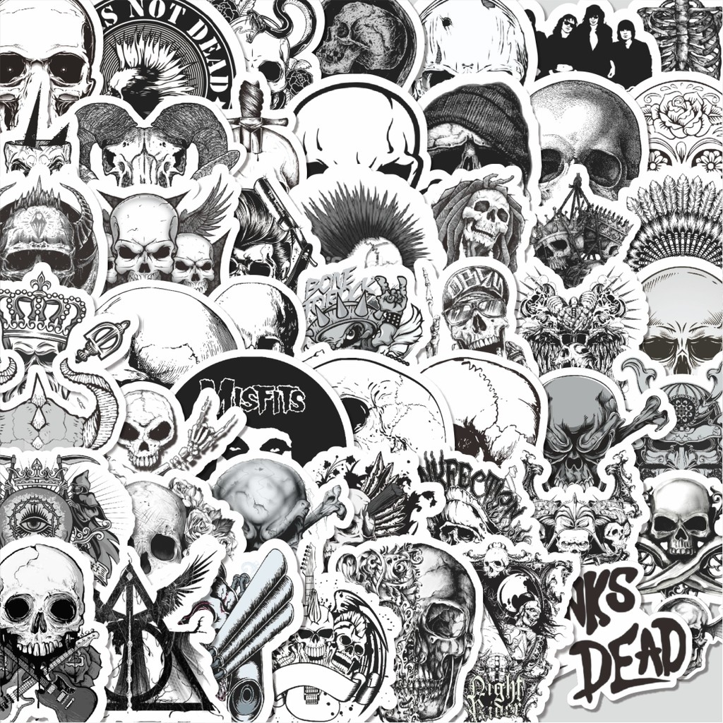 

Stiker Cutting Pack Stiker Punk Skull & Monster Art Classical Black & White Isi 100Pcs Series Aesthetic Lucu Keren Untuk Koper Bahan Vynil