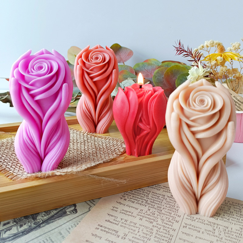

3D Creative Human Body Rose Flower Silicone Mold DIY Flowers Aroma Candle Resin Mould Home Decoration Crafts Making Molds