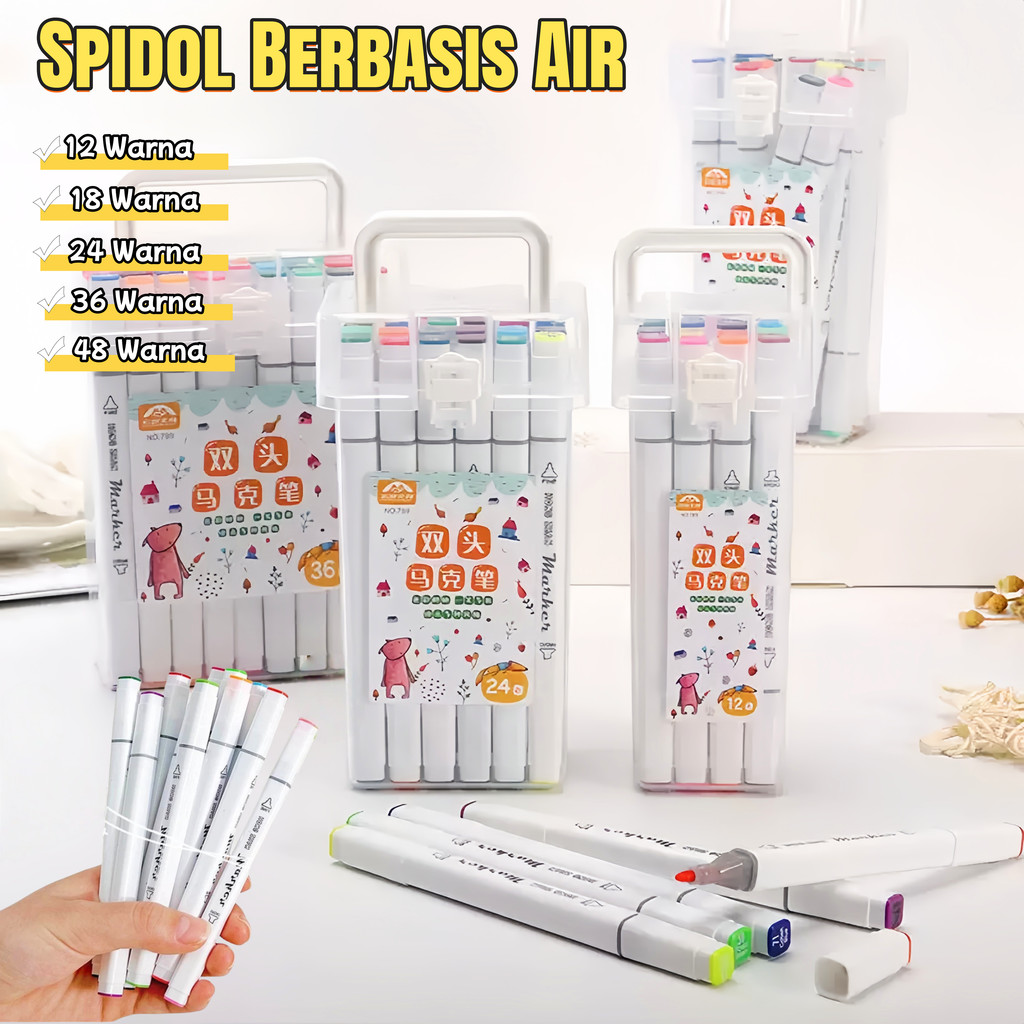 

CARAT Set 12/24/36/48 Warna Spidol Warna Sketch Marker 2in1 Spidol Sketsa Double Tip /Stabilo Art Marker Siswa Sekolah Kantor Pelajar Anak