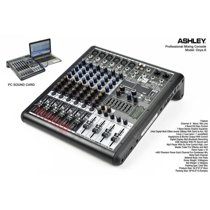 Mixer audio ashley onyx 6 original 6 channel onyx6 onyx-6