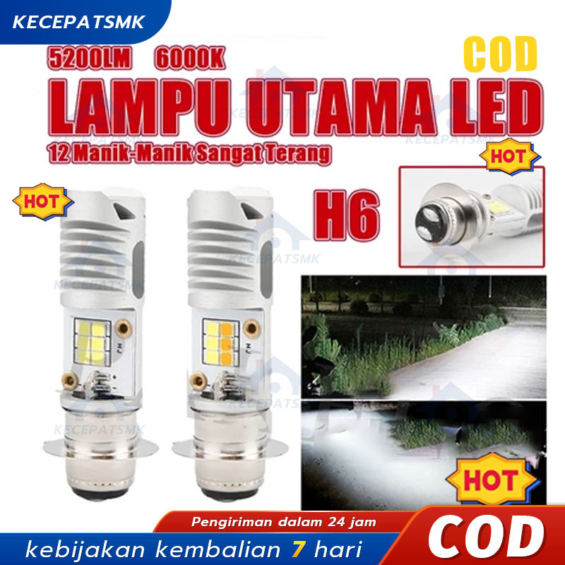 SEAMETAL Lampu Led Motor Super Terang H6 M5 P15D Bohlam Lampu Depan Sepeda Motor LED Canbus 12V Bohl