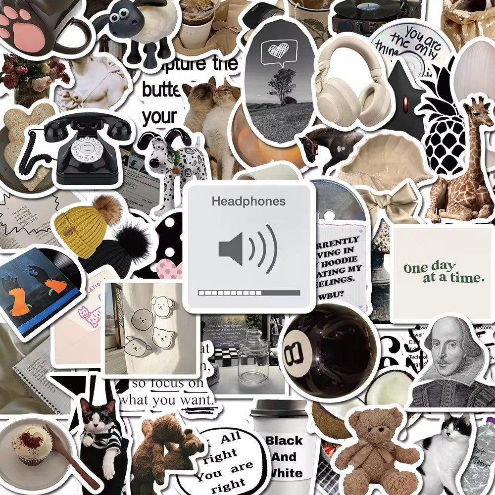 

60pcs Ins Style Modern Fashion Classic Stickers Aesthetic Phone Wall Scrapbook Motorcycle Waterproof Sticker for Kids Toys Gifts