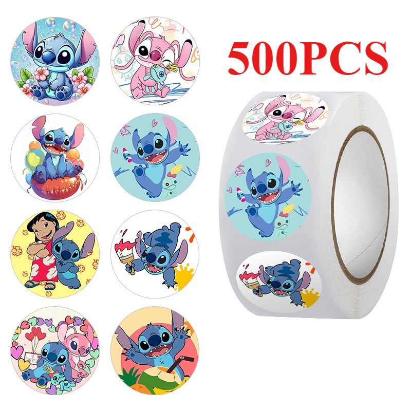 

500PCS Cute Disney Cartoon Lilo Stitch Stickers DIY Diary Laptop Phone Luggage Skateboard Graffiti Decals Roll Sticker Gift Toys