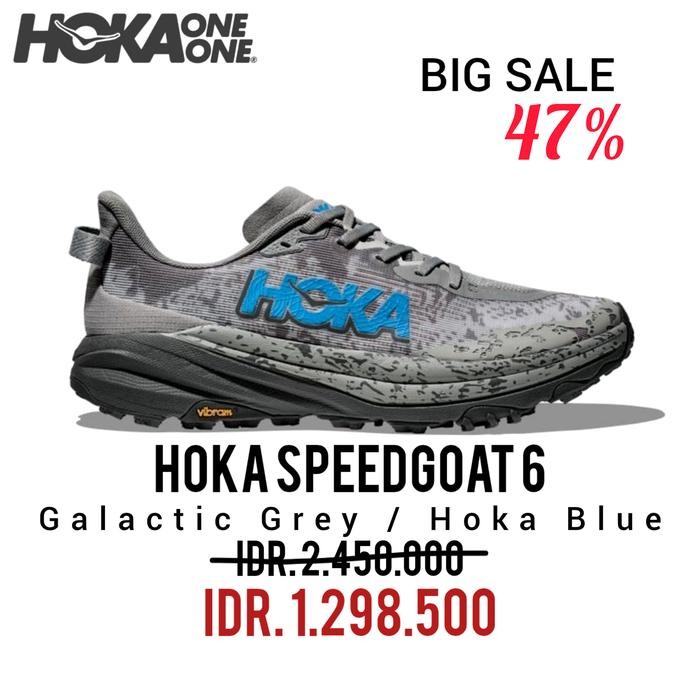 SEPATU RUNNING HOKA SPEEDGOAT 6 GALACTIC GREY / HOKA BLUE MEN'S 100% ORIGINAL BNIB / SEPATU SNEAKERS