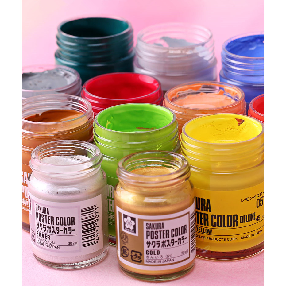 

1pc Sakura Pigment Gouache Poster Colors 30ml/45ml Degumming Paint Designer's Colour Artist Painting Supplies 15 Color Optional