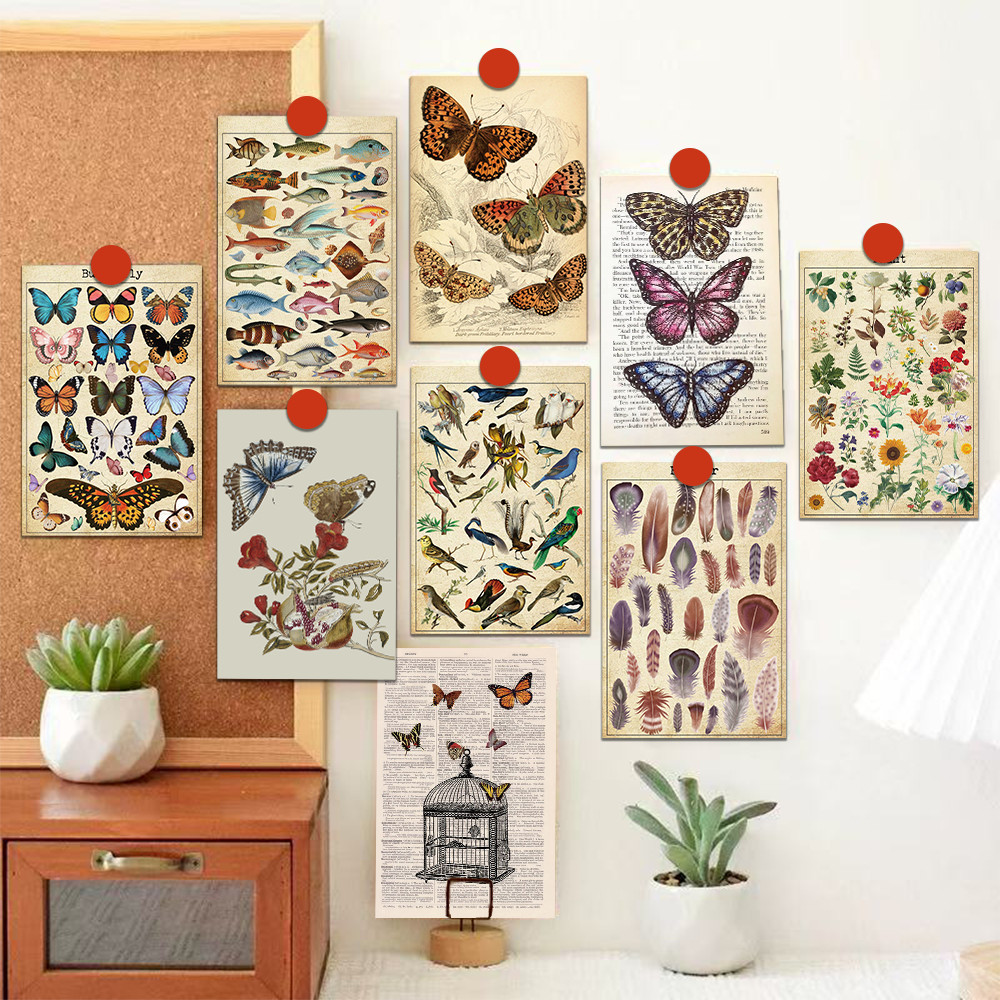 

10/20pcs vintage natural butterfly card postcard decoration bedroom cafe desktop wall DIY handmade creative gift message card