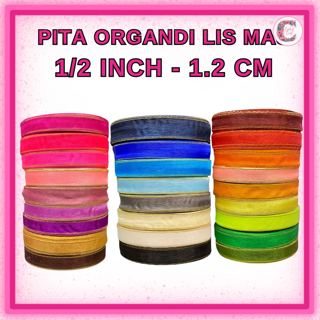 

Pita Organdi List Emas 1/2 inch (1,2 cm)