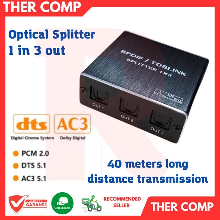 Optical audio SPDIF Toslink splitter 1x3 PDIF Digital Audio Splitter 1 in 3 out Toslink Optical 3 ou