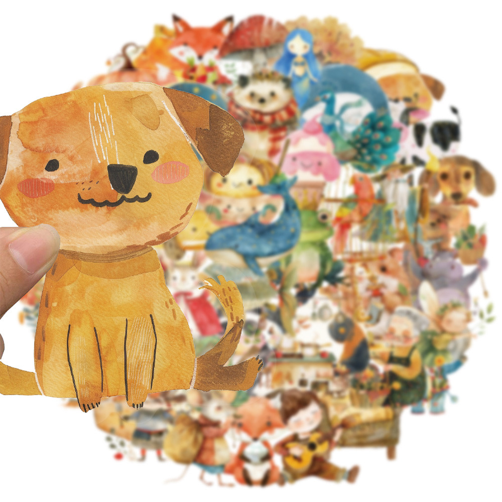 

50PCS Fairy Tale Watercolor Graffiti Stickers Handmade Account DIY Luggage Notebook Motorcycle PET Waterproof Stickers