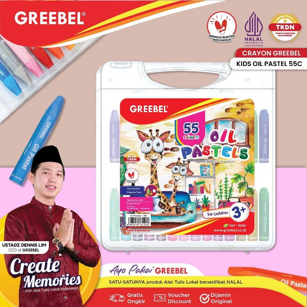 

GREEBEL Krayon / OIL PASTEL non toxic 55 warna