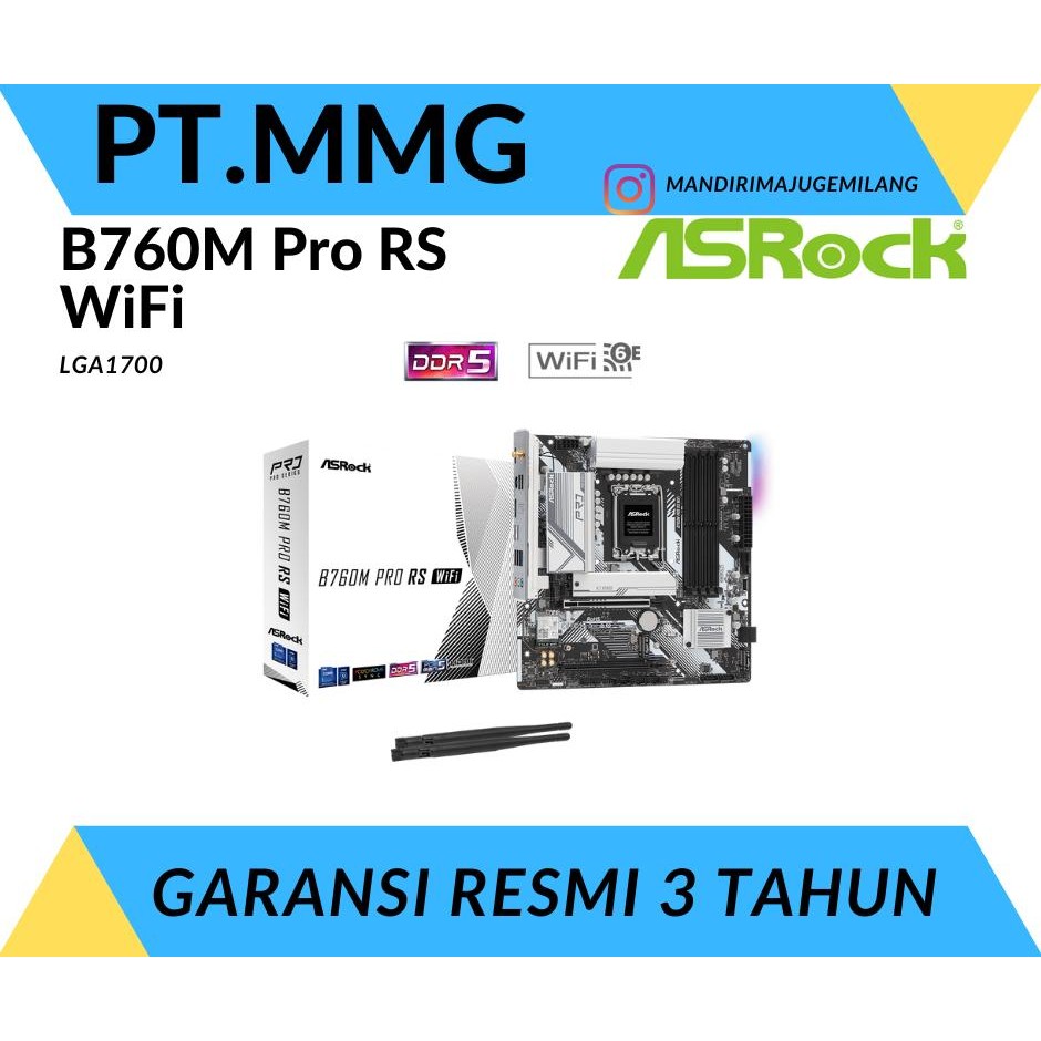 MOTHERBOARD ASROCK B760M Pro RS WIFI DDR5 LGA1700 (Intel Gen12, Gen13, Gen14) B760 M Pro RS WIFI D5