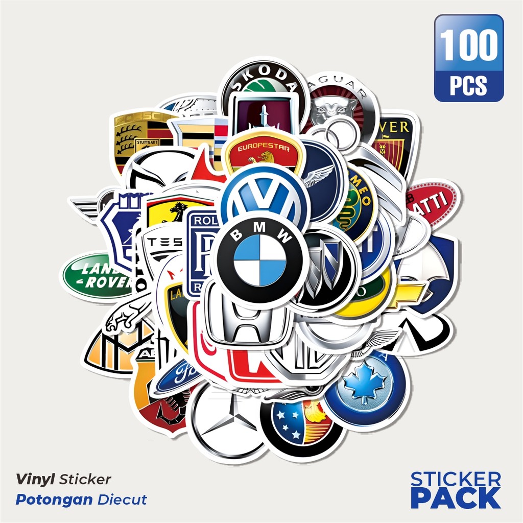 

Super Hemat! 100 PCS Stiker Mix Logo Car Brand Series Waterproof Aesthetic- Untuk Laptop, Motor, dan Helm - Paper Stationery Pack