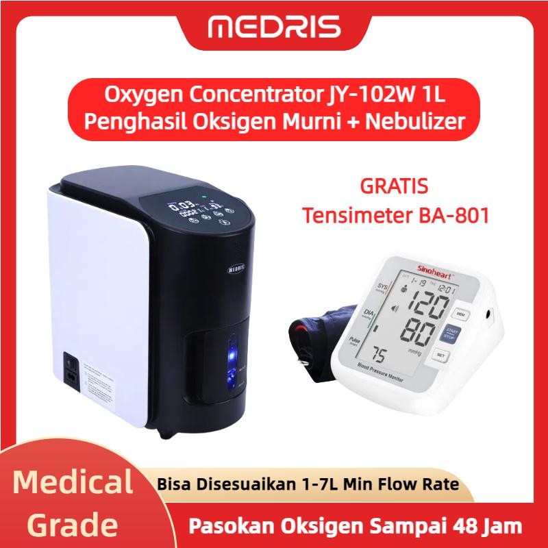 MEDRIS Alat Penghasil Oxygen Concentrator JY-102W  90±3% Oksigen Konsentrator Oksigen Elektrik