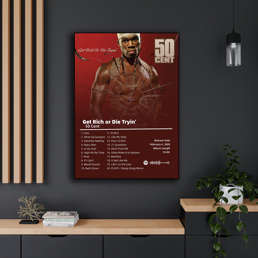 

50 Cent American Hit Pop Hip Hop Rapper Music Poster Album Cover Pictures Living Room Aesthetic Canvas Print Home Wall Art Decor