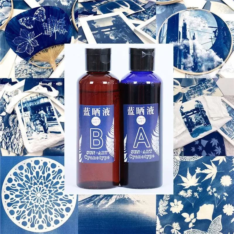 

Cyanotype Set 1:1 AB Potassium Ferricyanide Set Cyanotype Printing DIY For Fabric Textile Wood Reproducing Photographs Documents