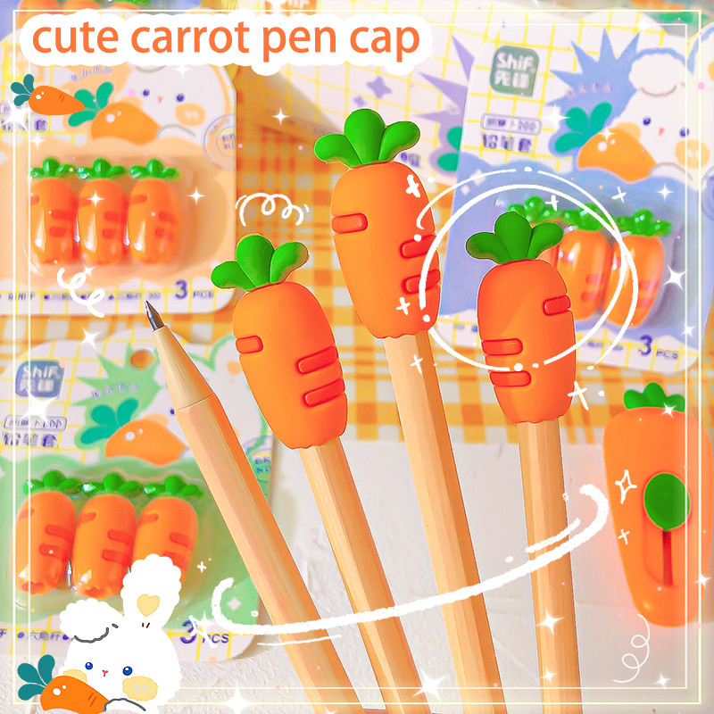 

kawaii stationery items pencil stopper pencil toppers Pencil protector cap cute carrot Pencil cap pencil cover pen cap