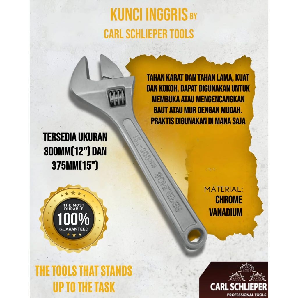 KUNCI INGGRIS ATAU BAGO ADJUSTABLE U BY CARL SCHLIEPER TOOLS