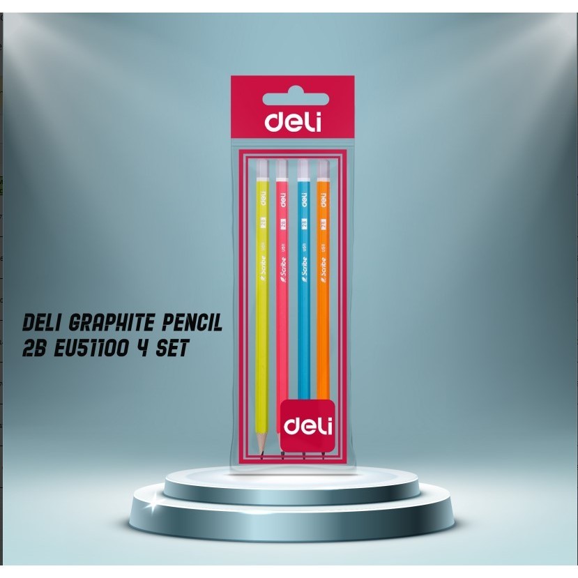 

Deli Graphite Pencil Pensil Kayu 2B Isi 4 pcs/pack Design Warna Warni EU51100