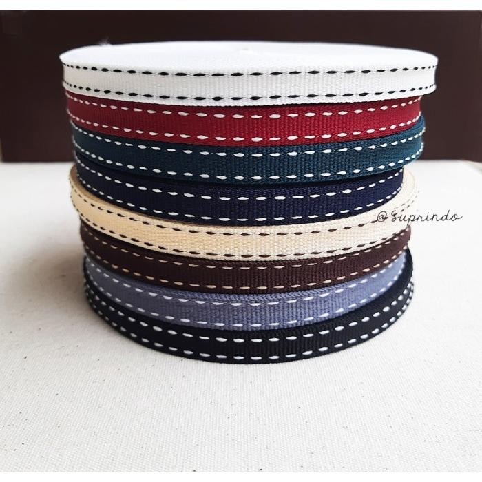 

TERLARIS!! Pita Gross Grain/salur Garis-garis 1 cm - 1 roll - Coklat muda