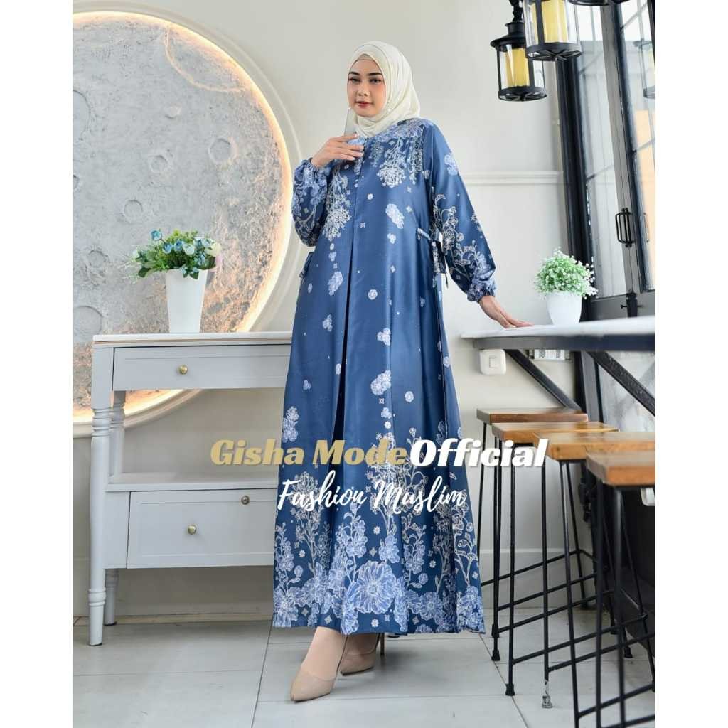 [BISA COD] RINJANI DRESS /GAMIS SILK PREMIUM MOTIF TERBARU WANITA MUSLIM BUNSUI JUMBO TERLARIS