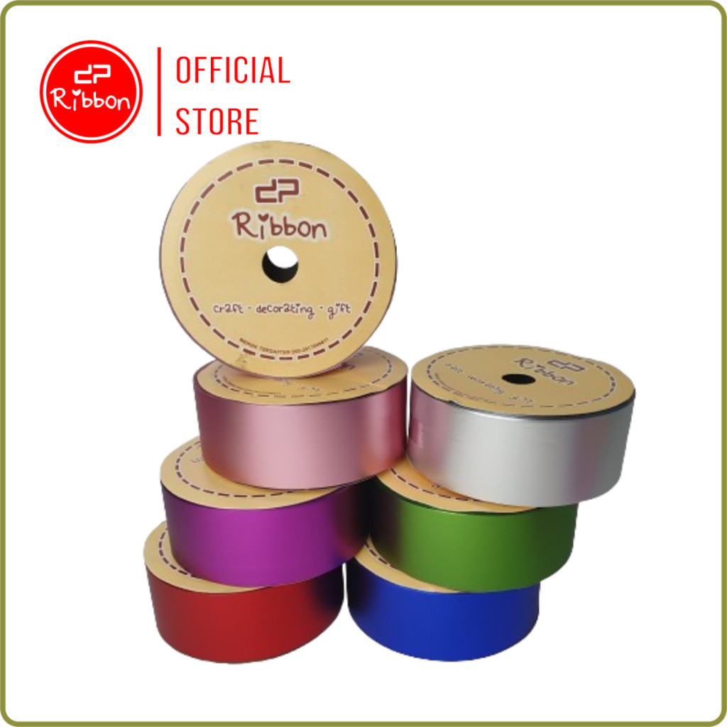 

1 Roll Pita Kado 4cm Metalik Doff 1.5" Jepang Ribbon Kertas Plastik Dekorasi 4 cm Hampers 38mm