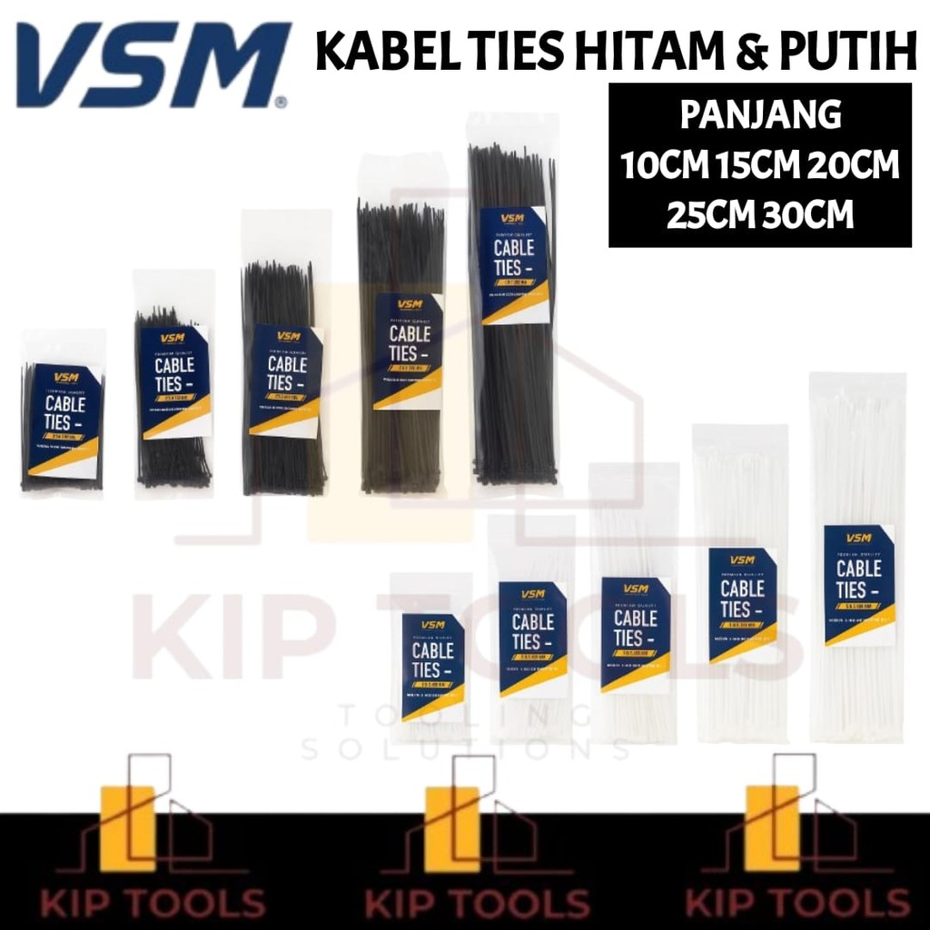 

Kabel Ties VSM Hitam dan Putih 10 cm 15 cm 20 cm 25 cm 30 cm - Pengikat Kabel Serbaguna dan Kuat - Cable Ties 1 pak isi 100pcs